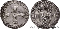 HENRY IV Quart d&nbsp;écu, croix bâtonnée et couronnée de face 1605 Saint-Lô AU/AU