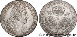 LOUIS XIV LE GRAND OU LE ROI SOLEIL Écu aux trois couronnes 1709 Reims SUP