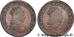 LOUIS XIV &nbsp;THE SUN KING&nbsp; Double avers du liard de cuivre 1657 Atelier indéterminé