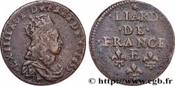 LOUIS XIV LE GRAND OU LE ROI SOLEIL Liard de cuivre, 2e type 1655 Meung-sur-Loire