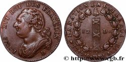 LOUIS XVI 12 deniers dit &nbsp;au faisceau&nbsp;, type FRANCOIS 1792 Lyon AU