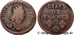 LOUIS XIV &nbsp;THE SUN KING&nbsp; Liard de cuivre, 2e type 1655 Montreuil-Bonnin