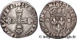 LOUIS XIII  Quart d&nbsp;écu, à la croix fleurdelisée, titulature côté croix 1628 Bayonne