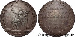 REVOLUTION COINAGE Monneron de 2 sols à la Liberté 1792 Birmingham, Soho