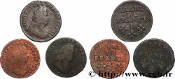 LOUIS XIV &nbsp;THE SUN KING&nbsp; Liard, 3e type, buste âgé, lot de 3 ex. s.m. Ateliers divers