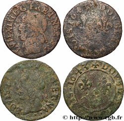 LOUIS XIII  Lot de 2 doubles tournois à la vieille tête, type de Warin s.m. Atelier indéterminé