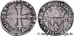 CHARLES X, CARDINAL OF BOURBON Quart d&nbsp;écu, croix de face 1591 Nantes