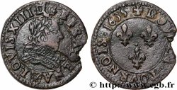 LOUIS XIII LE JUSTE Double tournois, type 1 1635 Saint-Palais