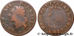 LOUIS XVI Liard dit &nbsp;à l&nbsp;écu&nbsp; 1791 Rouen