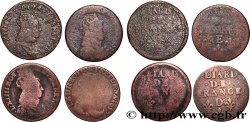 LOUIS XIV &nbsp;THE SUN KING&nbsp; Liard de cuivre “à la tête couronnée”, lot de 4 ex. n.d. Ateliers divers