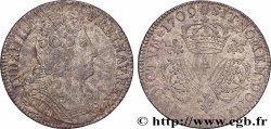LOUIS XIV &nbsp;THE SUN KING&nbsp; Quart d&nbsp;écu aux trois couronnes 1709 Paris XF