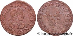 LOUIS XIII  Double tournois, type 14 1639 La Rochelle