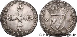 CHARLES X, CARDINAL DE BOURBON Huitième d&nbsp;écu, croix de face 1591 Paris