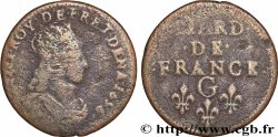 LOUIS XIV &nbsp;THE SUN KING&nbsp; Liard de cuivre, 2e type 1656 Lusignan