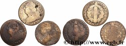 LOUIS XVI 2 sols dit &nbsp;au faisceau&nbsp;, types divers, lot de 3 ex. n.d. Ateliers divers