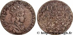 LOUIS XIV &nbsp;THE SUN KING&nbsp; Liard de cuivre, 2e type 1656 Corbeil