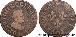 HENRY IV Double tournois, 2e type de Paris (légende française) 1608 Paris