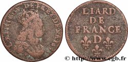 LOUIS XIV &nbsp;THE SUN KING&nbsp; Liard de cuivre, 2e type 1655 Vimy-en-Lyonnais (actuellement Neuville-sur-Saône)