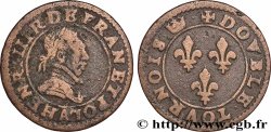 LIGUE. COINAGE AT THE NAME OF HENRY III Double tournois, 2e type de Paris, frappé au moulin n.d. Paris, Moulin des Étuves