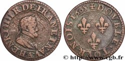 HENRY IV Double tournois, 1er type de Paris (légende française) 1605 Paris, Moulin des Étuves