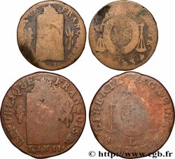 NATIONALKONVENT 1 et 2 sols dit &nbsp;à la table de loi&nbsp;, lot de 2 ex. 1793 Ateliers divers