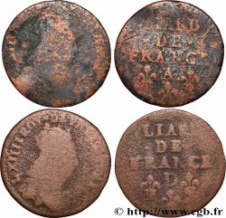 LOUIS XIV &nbsp;THE SUN KING&nbsp; Liard de cuivre “à la tête couronnée”, lot de 2 ex. n.d. Ateliers divers