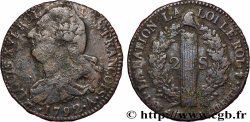 LOUIS XVI (MONARQUE CONSTITUTIONNEL)  2 sols dit &nbsp;au faisceau&nbsp;, type FRANÇOIS 1792 Paris
