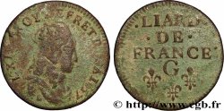 LOUIS XIV LE GRAND OU LE ROI SOLEIL Liard de cuivre, 2e type 1657 Lusignan