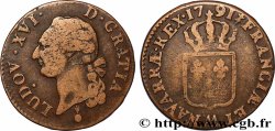 LOUIS XVI Sol dit &nbsp;à l&nbsp;écu&nbsp; 1791 Metz