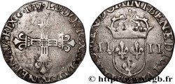 LOUIS XIII  Quart d&nbsp;écu, à la croix fleurdelisée, titulature côté croix 1617 Saint-Lô VF/XF