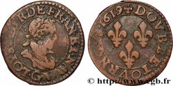 LOUIS XIII  Double tournois, type 2 de Poitiers 1619 Poitiers