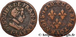 LOUIS XIII LE JUSTE Double tournois, type 2 de Paris 1620 Paris