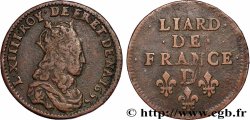 LOUIS XIV LE GRAND OU LE ROI SOLEIL Liard de cuivre, 2e type 1655 Vimy-en-Lyonnais (actuellement Neuville-sur-Saône)