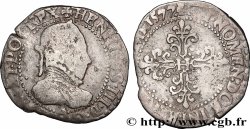 HENRY III Quart de franc au col plat 1577 Paris