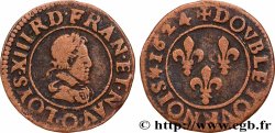 LOUIS XIII LE JUSTE Double tournois, type 3 1624 Riom
