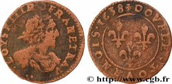LOUIS XIII  Double tournois au grand buste viril drapé 1638 Ateliers de l’axe Loire-Rhône