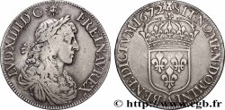 LOUIS XIV &nbsp;THE SUN KING&nbsp; Écu, portrait apollinien 1672 Paris VF/XF
