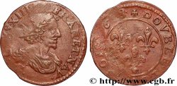 LOUIS XIII  Double tournois au grand buste viril drapé 1638 Ateliers de l’axe Loire-Rhône