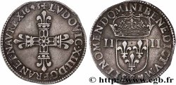 LOUIS XIII Quart d&nbsp;écu, à la croix fleurdelisée, titulature côté croix 1643 Angers