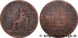 REVOLUTION COINAGE Monneron de 2 sols à la Liberté 1792 Birmingham, Soho
