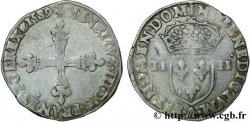 HENRY III Quart d&nbsp;écu, croix de face 1589 Paris