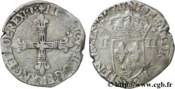 HENRI III Quart d&nbsp;écu, croix de face 1585 Nantes