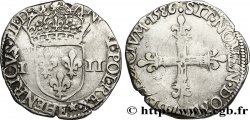 HENRY III Quart d&nbsp;écu, écu de face 1586 Tours