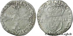 HENRI IV LE GRAND Quart d&nbsp;écu, croix feuillue de face 1610 Rennes TB