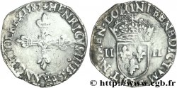HENRY III Quart d écu, croix de face 1587 Rennes