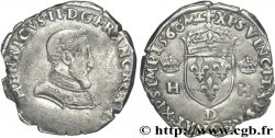 FRANÇOIS II. MONNAYAGE AU NOM D&nbsp;HENRI II Demi-teston à la tête nue, 1er type 1560 Lyon