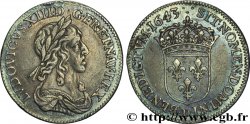 LOUIS XIII  Quart d écu d argent, 3e type 1643 Lyon