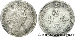 LOUIS XIV LE GRAND OU LE ROI SOLEIL Quatre sols à la croix formée de lis 1677 Paris TB/TB+
