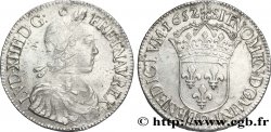 LOUIS XIV LE GRAND OU LE ROI SOLEIL Écu, portrait à la mèche longue 1652 Rennes TTB