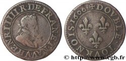 HENRI IV LE GRAND Double tournois, 1er type de Paris (légende française) 1606 Paris, Moulin des Étuves